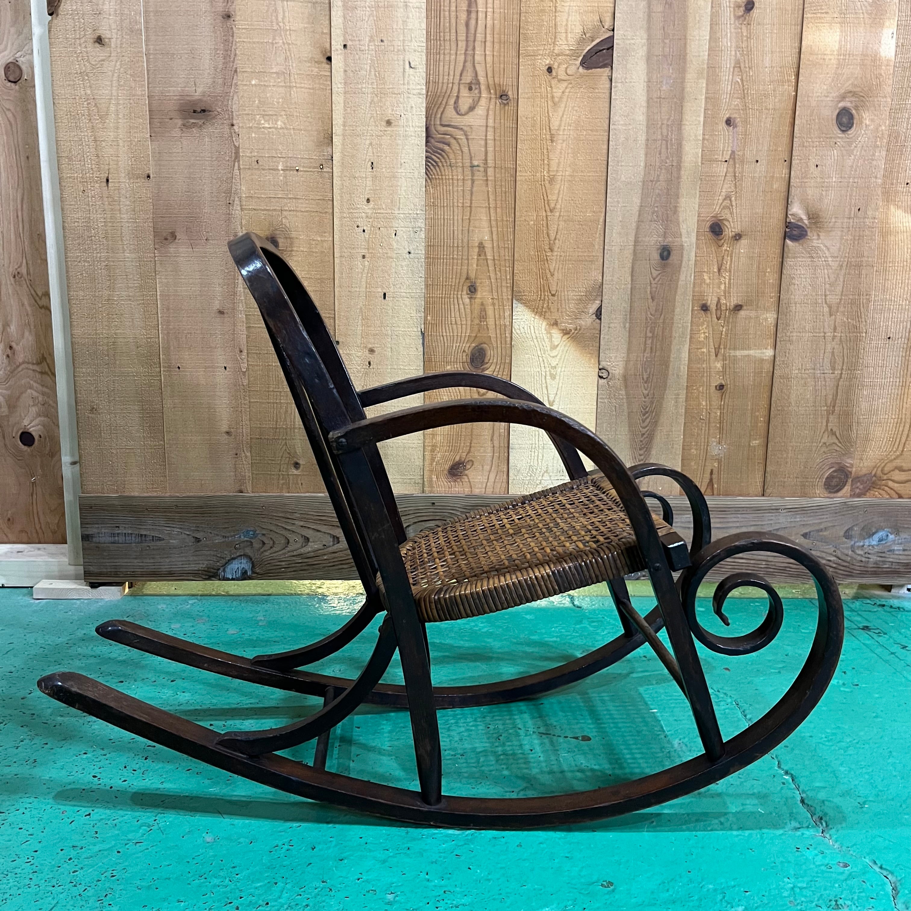 籐張り 曲木 キッズロッキングチェア アンティーク 中古 安寧椅子 子供用