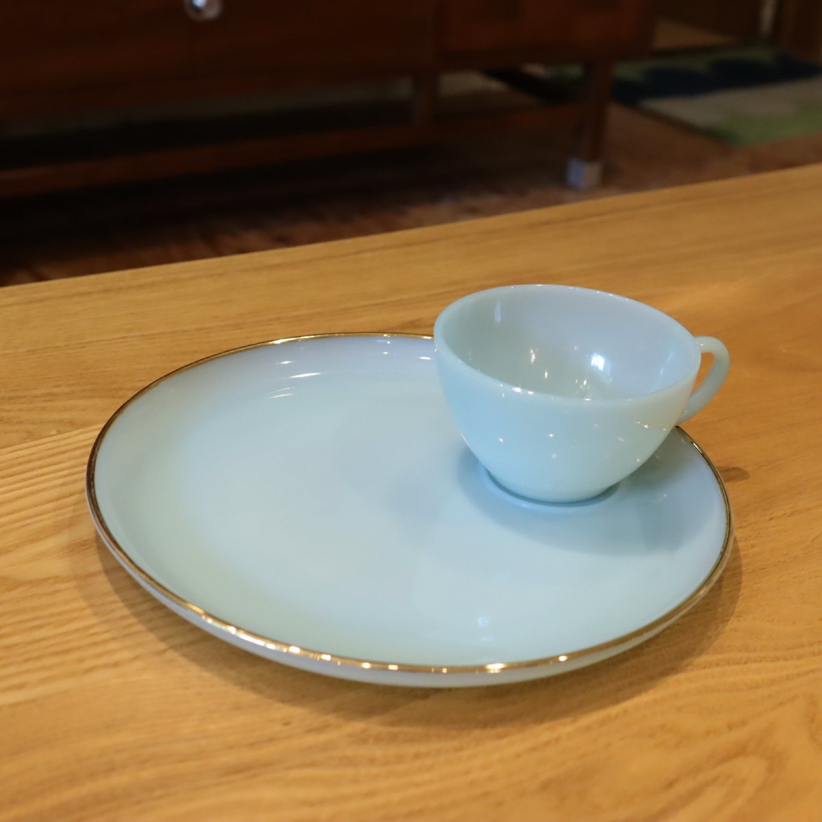 ファイヤーキング / Fire-King スナックセット プレート ターコイズ