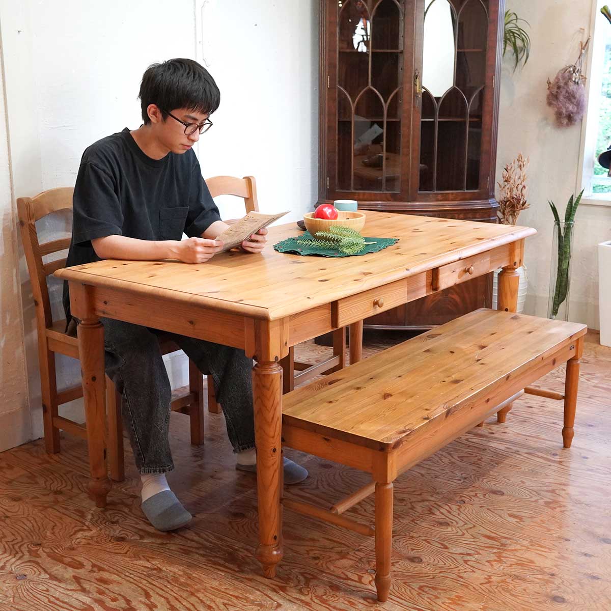 シャルドネ / CHARDONNAY ダイニングテーブル パイン材 両面引き出し