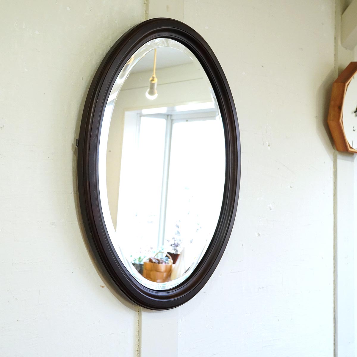 マルニ木工 / maruni ウォールミラー 鏡 オーバル型 中古 楕円 木製 円