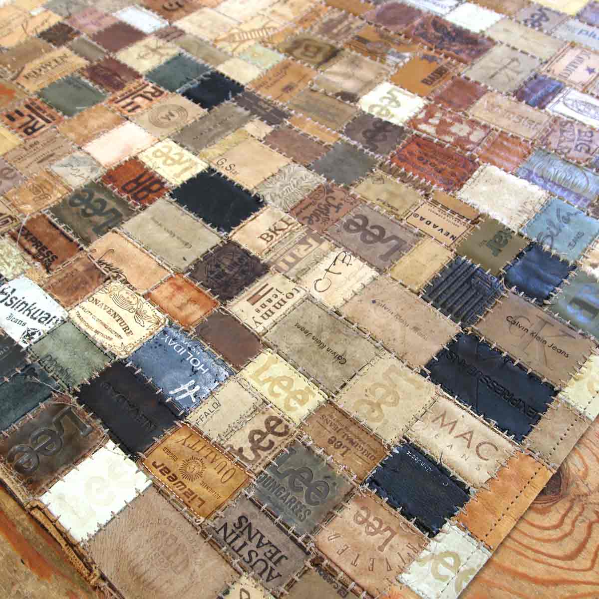 アスプルンド / ASPLUND シャルダ デニム革 パッチワーク ラグマット