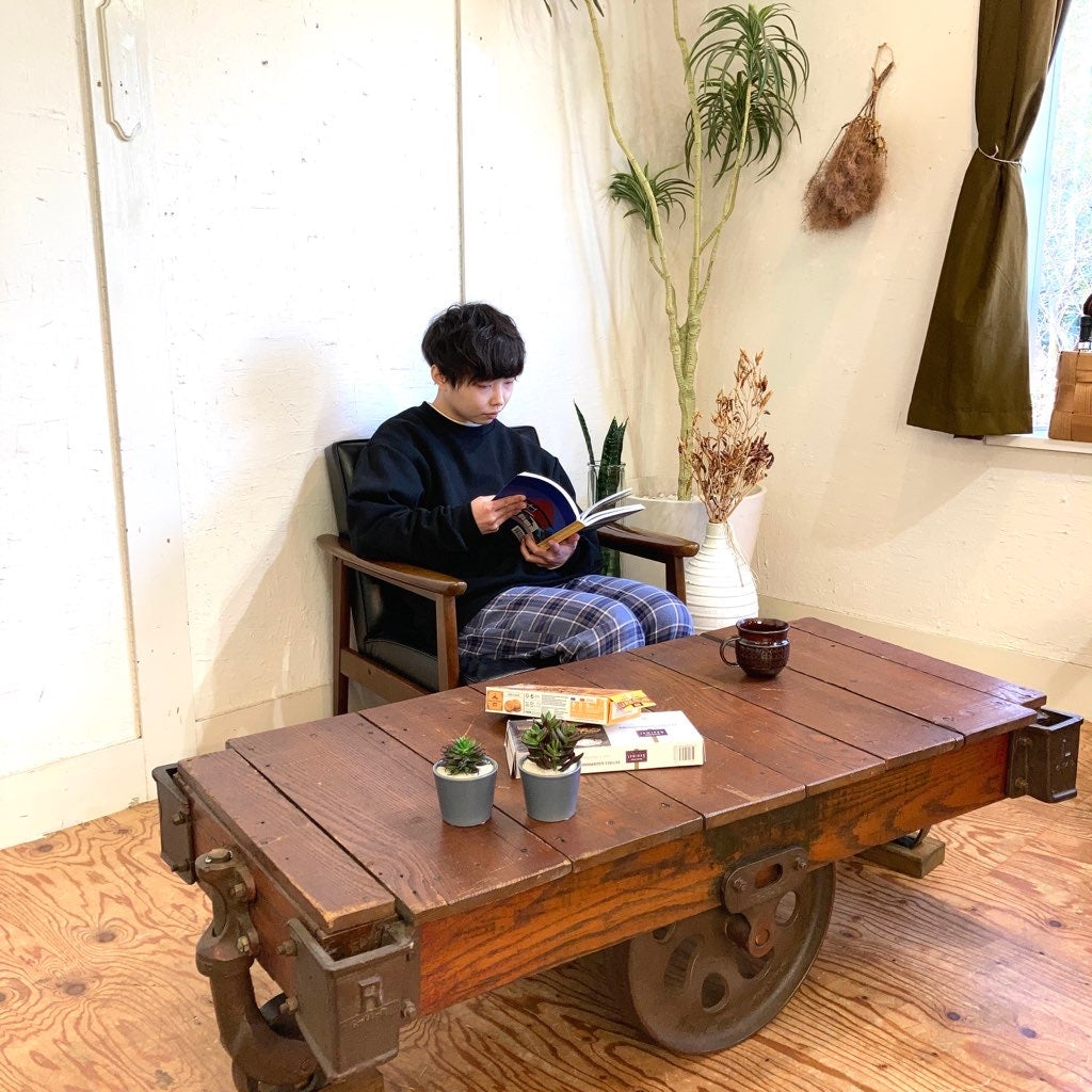 インダストリアル トロリーテーブル リビングテーブル ディスプレイ