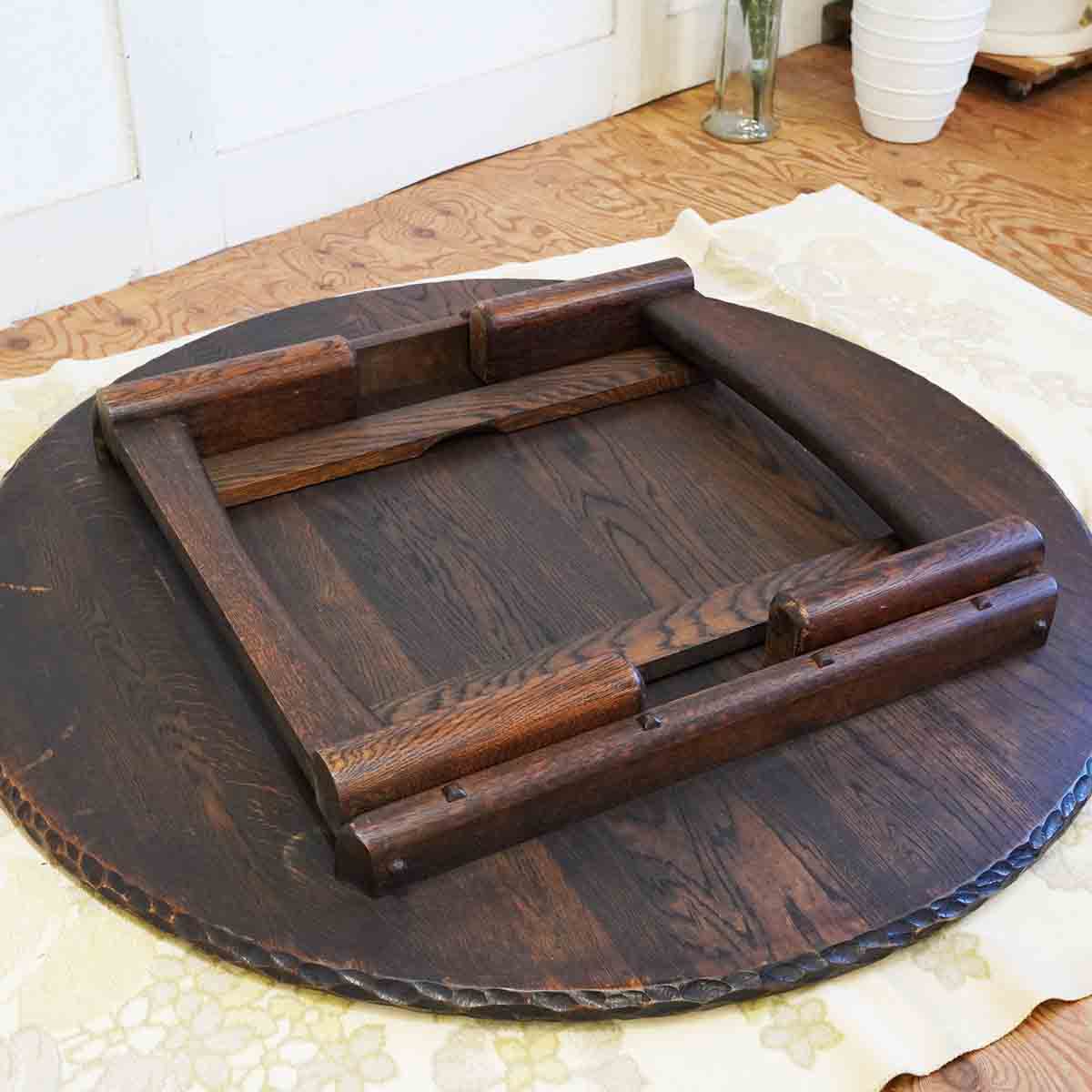 丸 ちゃぶ台 ナラ材 折りたたみ式 座卓 テーブル 和 ラウンドテーブル