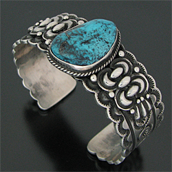 ナバホ族 Donovan Cadman キングマン スタンプワーク バングル 【送料