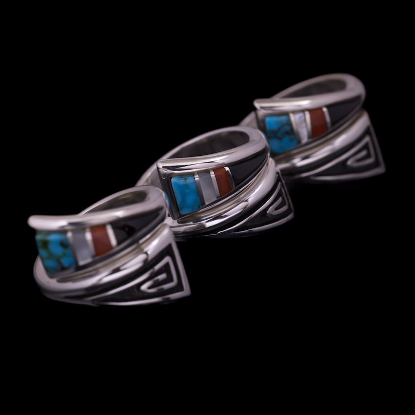 ナバホ族 Albert Nells マルチカラー インレイ リング【送料無料】