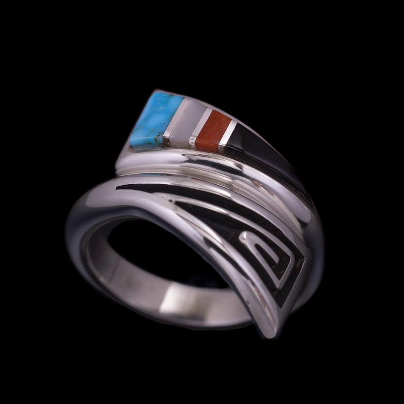 ナバホ族 Albert Nells マルチカラー インレイ リング【送料無料】