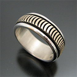 ナバホ族 Bruce Morgan/ブルース・モーガン 14K スタンプワーク リング