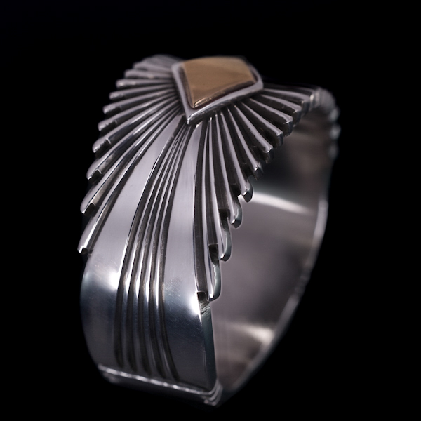 ナバホ族 Pat Bedonie 1/2” 14K サンバースト リング【送料無料】