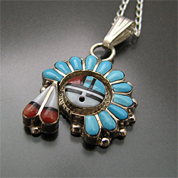 ズニ族 ウォーボンネット サンフェイス ネックレス 【送料無料】