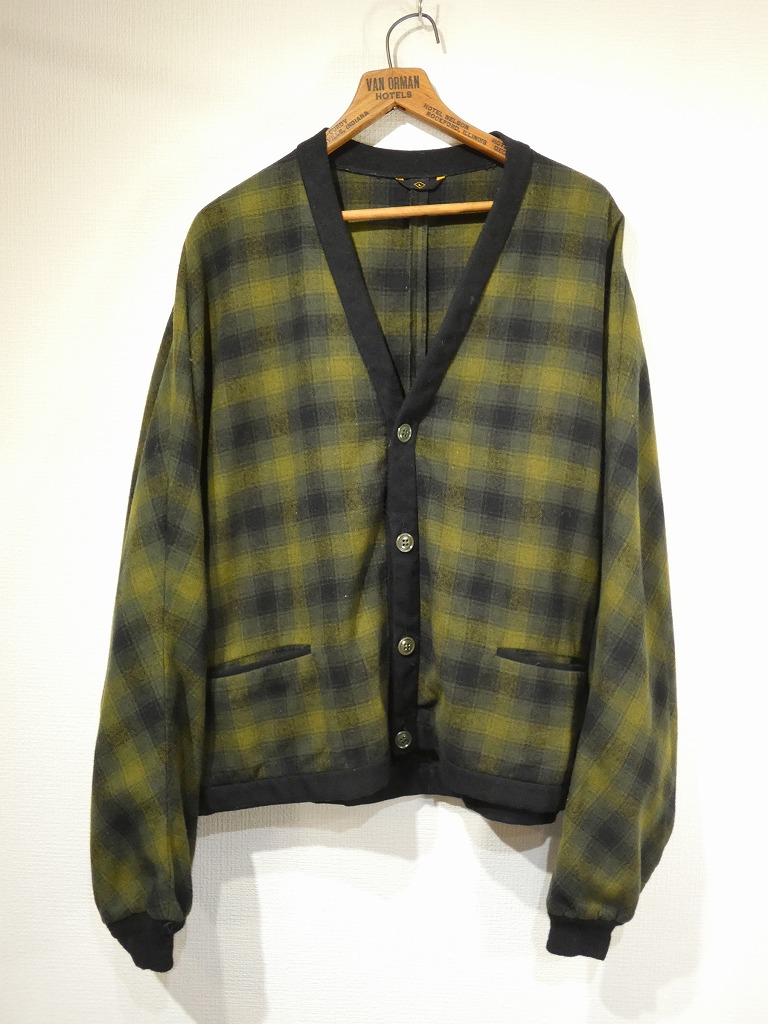 60s Pendleton OMBRE SHADOW CHECK WOOL CARDIGAN - RICUR