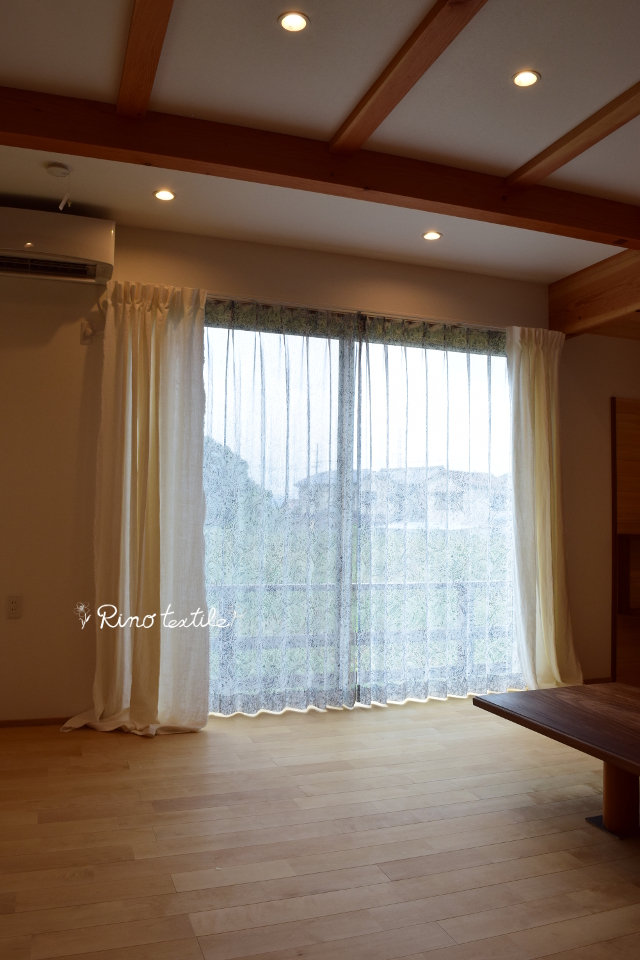 リネンカーテン【厚地 リノ トワール ホワイト】 ノンプリーツカーテン