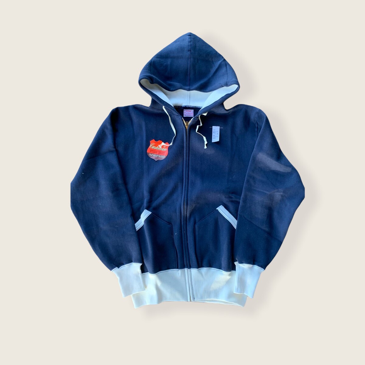 CUSHMAN(クッシュマン）TWO TONE ZIP SWEAT PARKA ネイビー／ホワイト