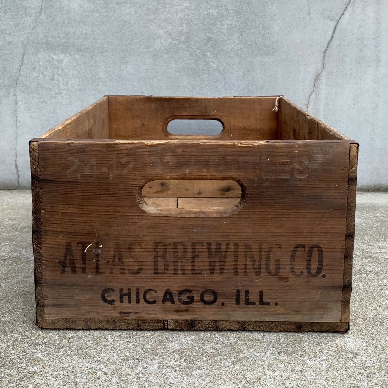 VINTAGE ANTIQUE ATLAS BREWING CO. WOOD CRATE WOOD BOX ヴィンテージ