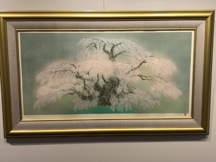 中島千波 作 『瀧桜 リトグラフ』 ｜骨董品買取 緑和堂
