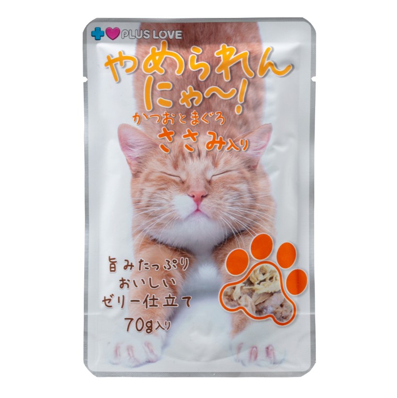 プラスラブ やめられんにゃ～ かつおとまぐろ ささみ入り 70g｜商品