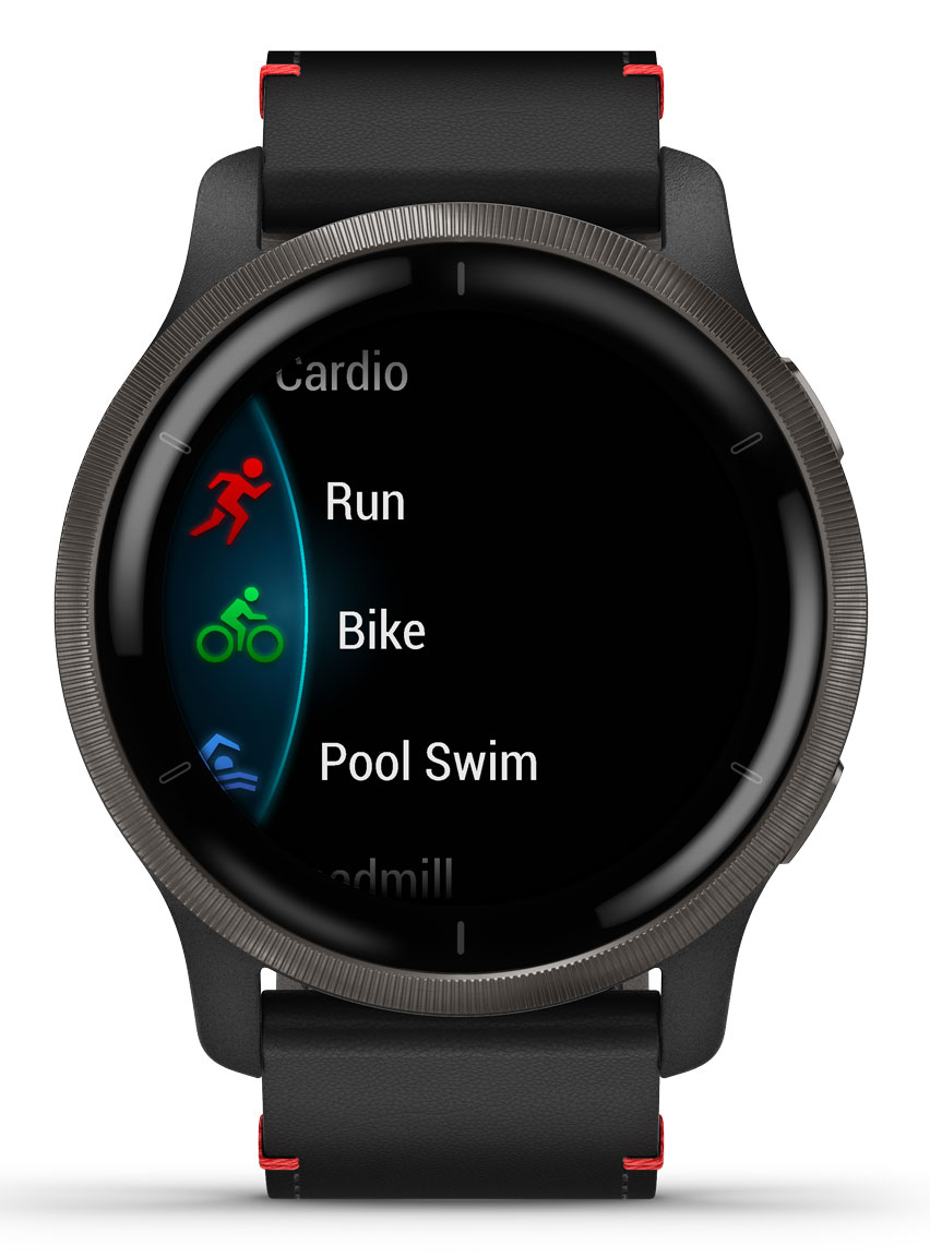 Garmin Venu 2 Black with Slate Leather Band 010-02430-21