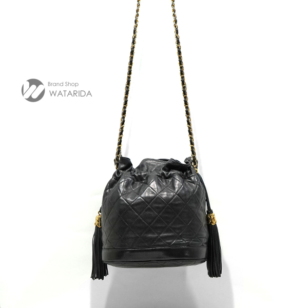 シャネル バッグ マトラッセ 巾着 フリンジ チェーンショルダー