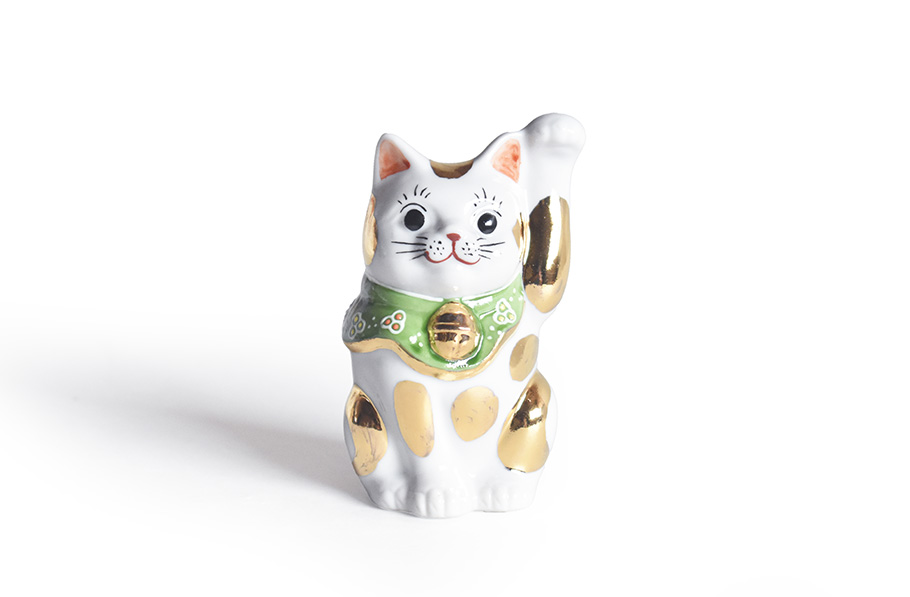 九谷焼 招き猫 置物 金ブチ