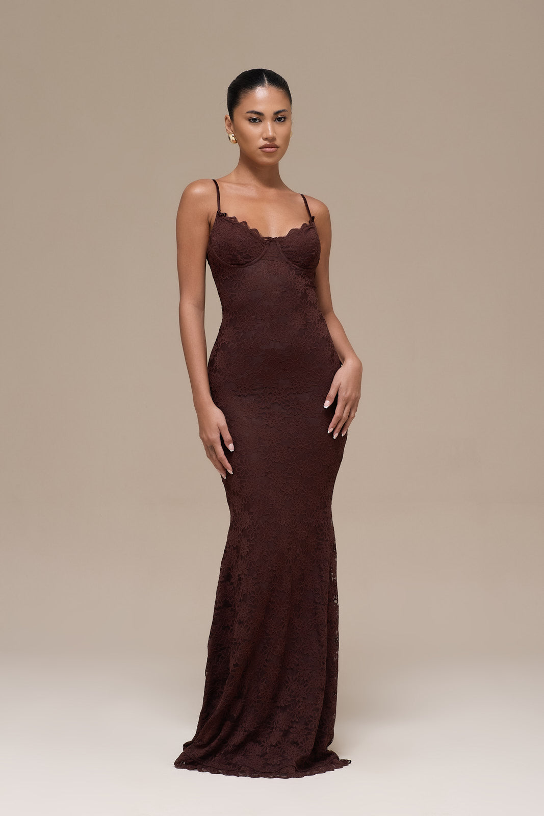 LEAH LACE MAXI DRESS | CHOCOLATE – Wander Doll