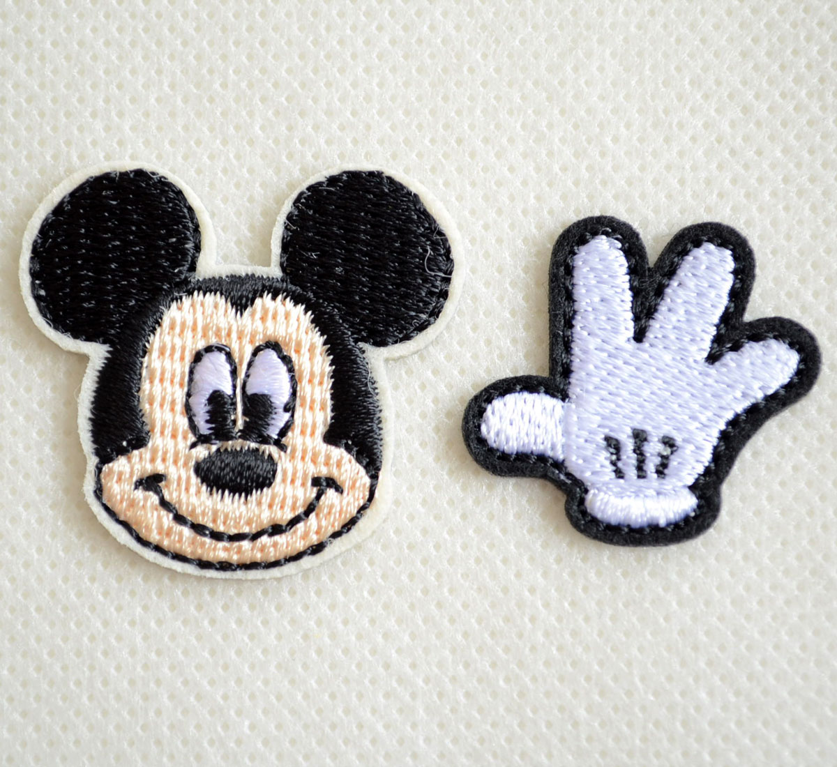 ワッペン アイロン ディズニー ミッキーマウス フェイス & 手袋 ミニ