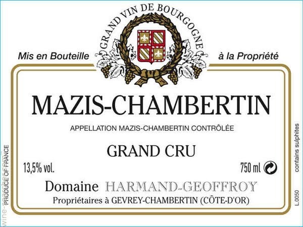 1988年Mazis Chambertin GEOFFROY 1988 Domaine Harmand-Geoffroy