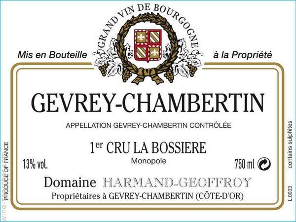 2016 Domaine Harmand-Geoffroy La Bossiere, Gevrey-Chambertin