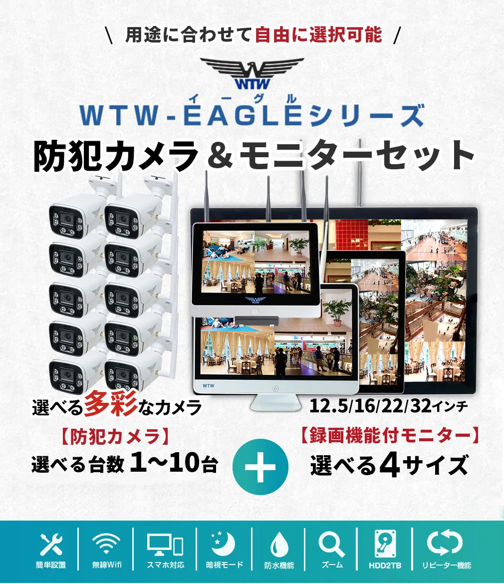 EAGLEシリーズ 防犯カメラ 無線 業務用 Wi-Fi 長距離監視 WTW