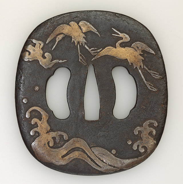 鉄地大鍔 鐔 (尾張 竹輪透かし) 室町〜江戸時代 箱付き 鉄地大鍔 鐔