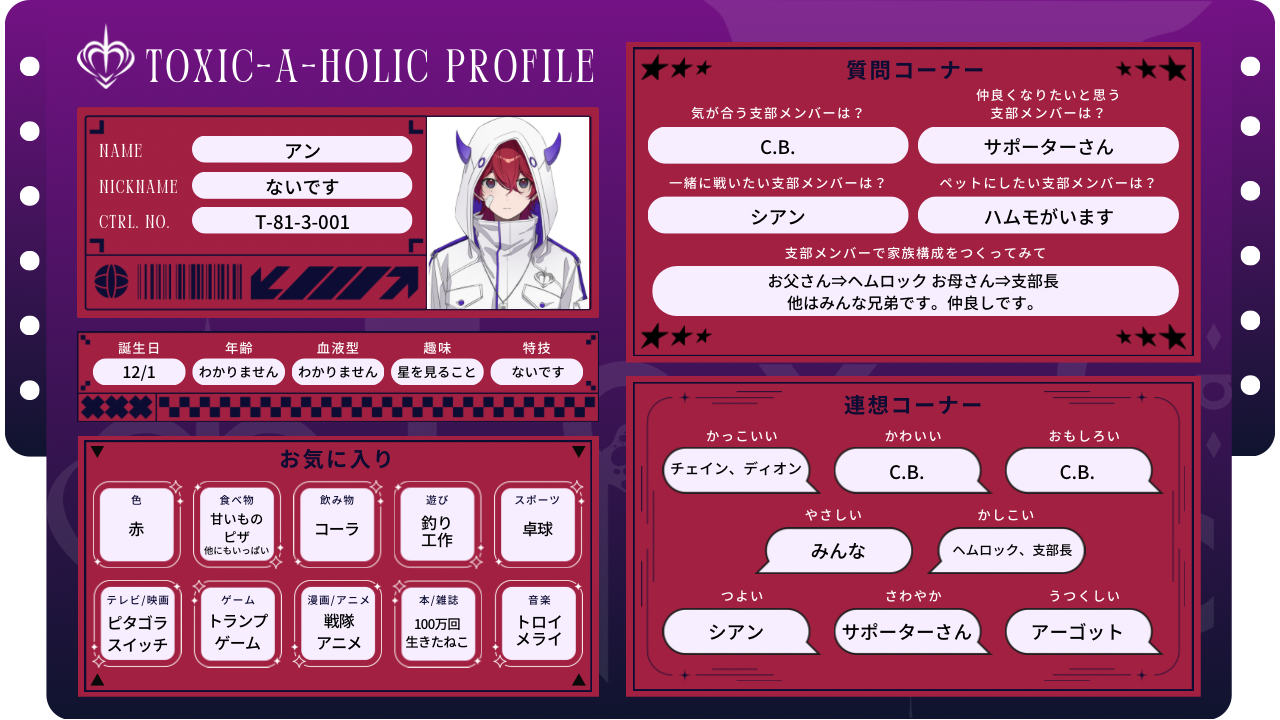 プロフィール帳：アーカイブ| NEWS(ニュース) | Toxic-a-Holic（トキ