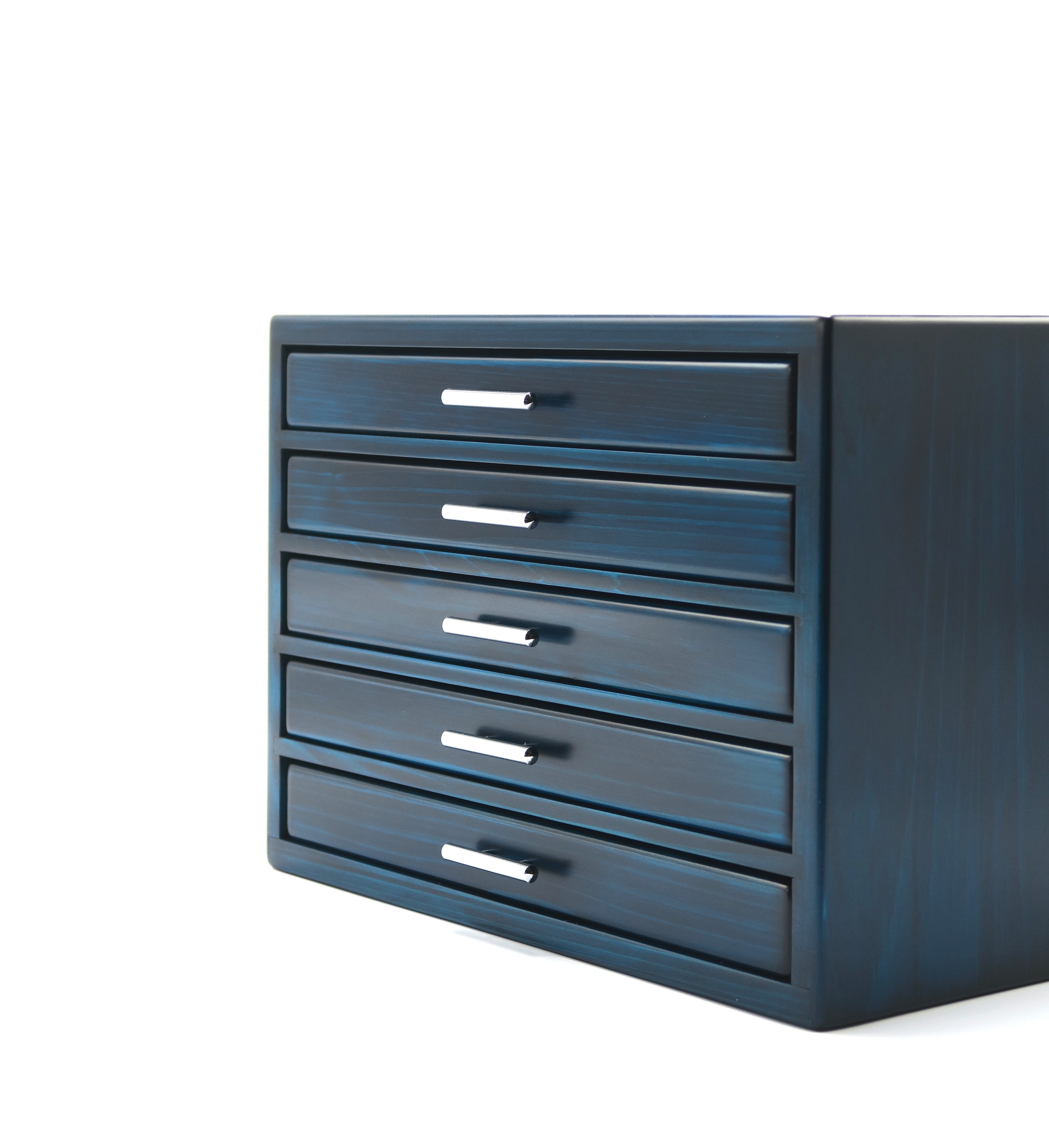 万年筆箱60ヒノキブルー [筆記具,60本入れ,ペン皿,引出し,5段]