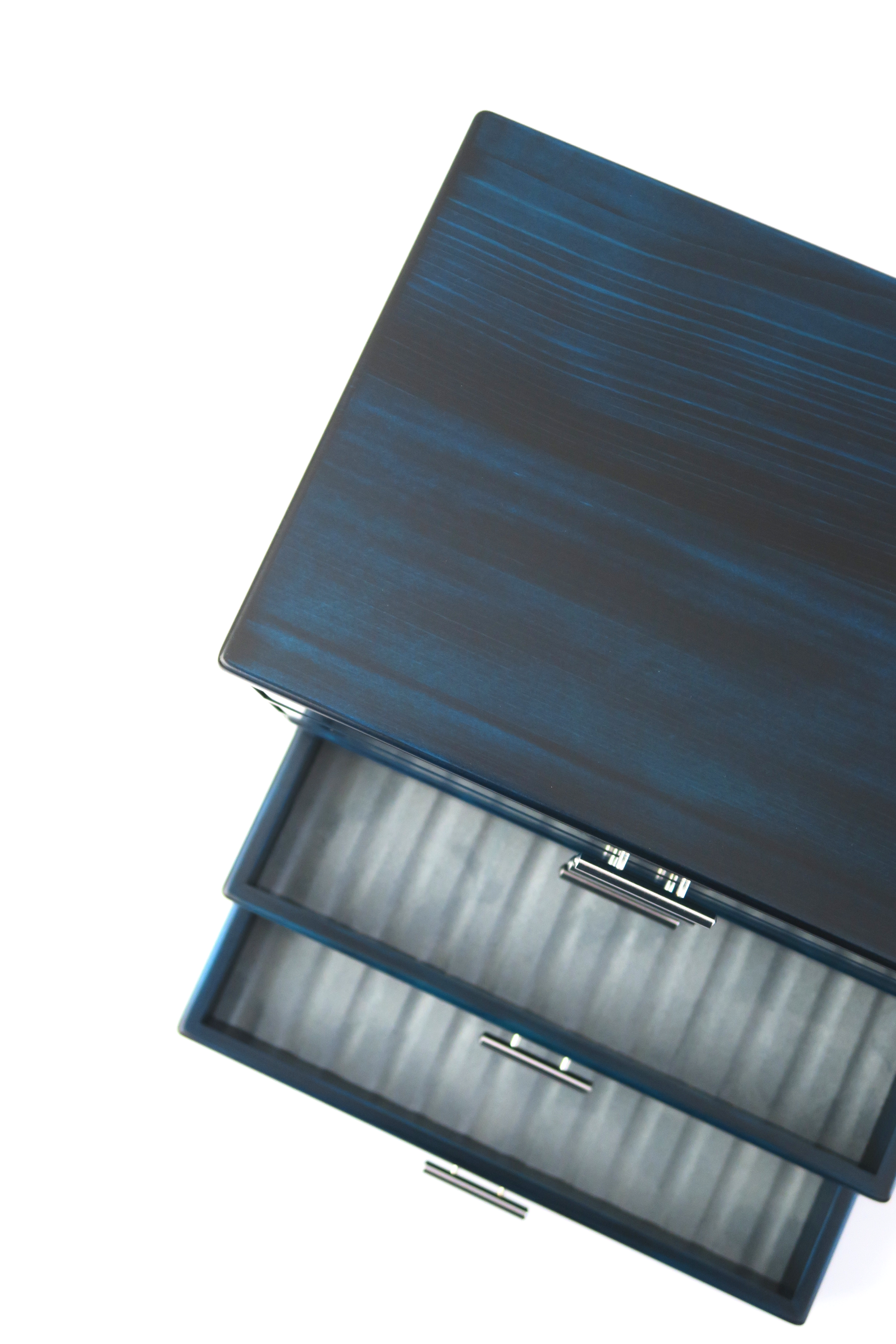 万年筆箱60ヒノキブルー [筆記具,60本入れ,ペン皿,引出し,5段]