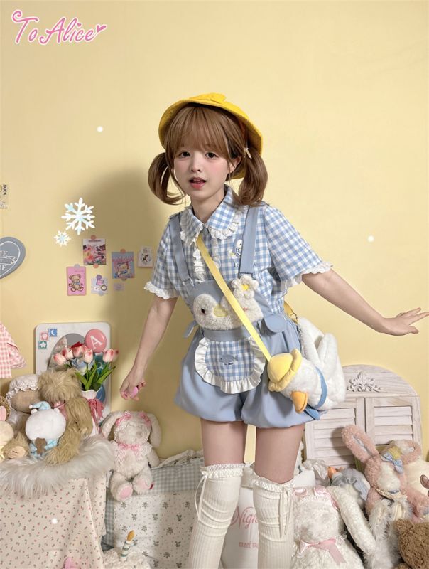 ToAlice】C8326ベビーペンギン刺繍入りギンガムチェックブラウス【30