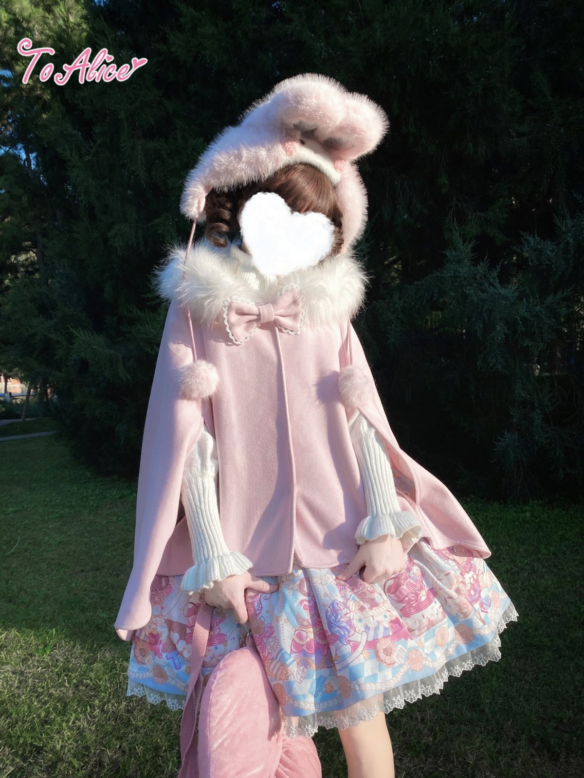 Last one】【ToAlice】C8589ふわふわラビットマントコート(中綿入り