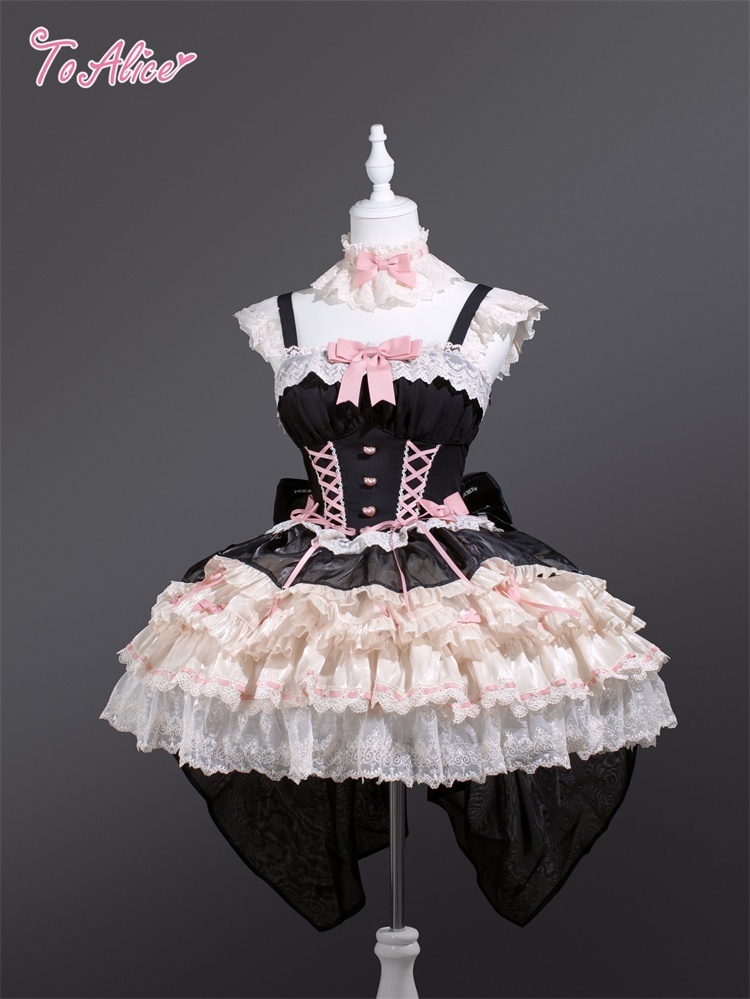 ToAlice】L1539リボンフリルコルセット風ドレス - To Alice