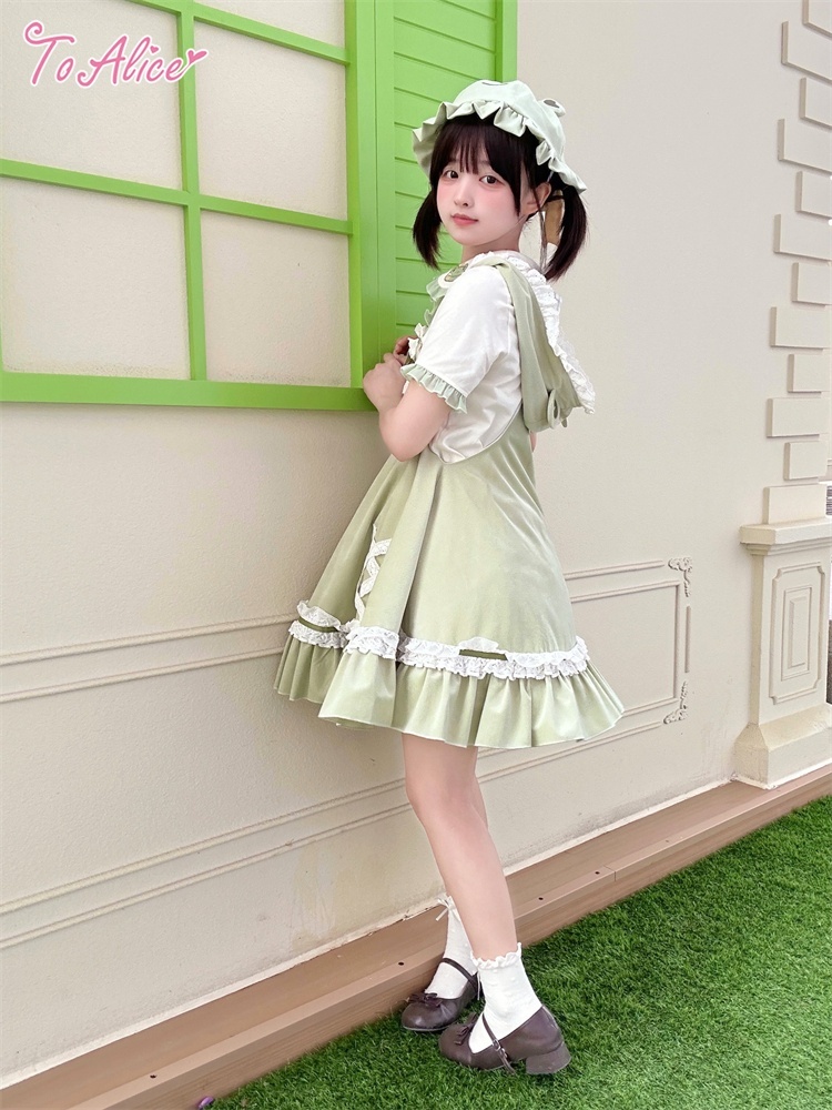 ToAlice】C7793カエルさんのおさんぽサロペットスカート - To Alice