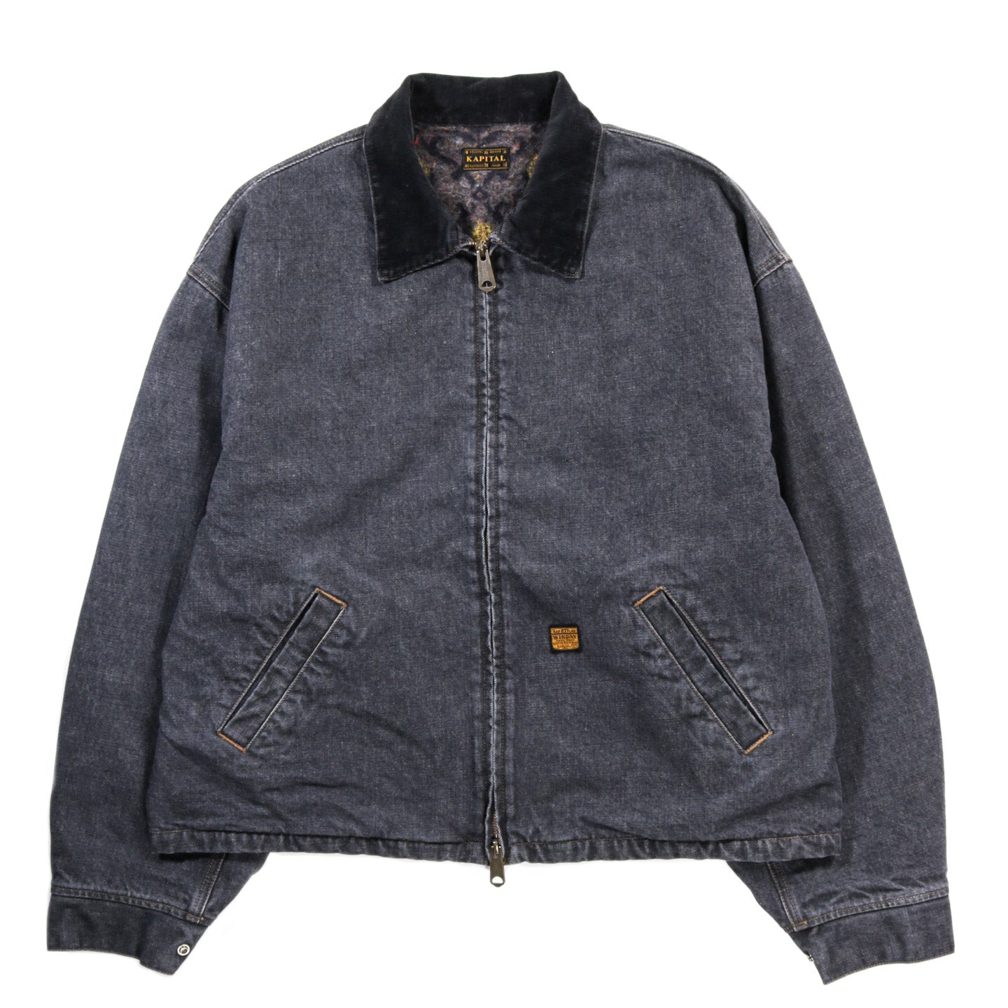 KAPITAL 14OZ DENIM T-BACK DRIZZLER JACKET BLACK X ECRU | TODAY