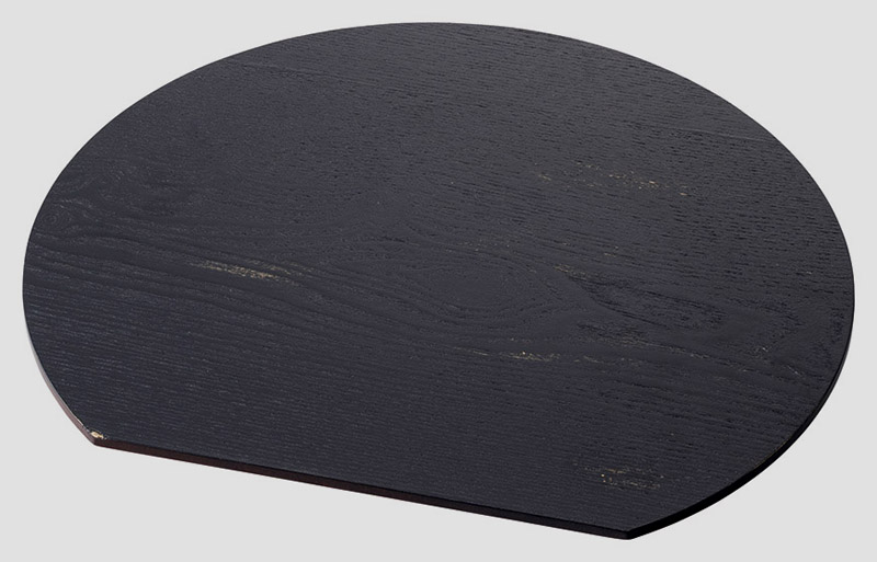 半月両面敷膳36cm（赤・黒）表・裏 使えます(お盆(丸・半円・変形