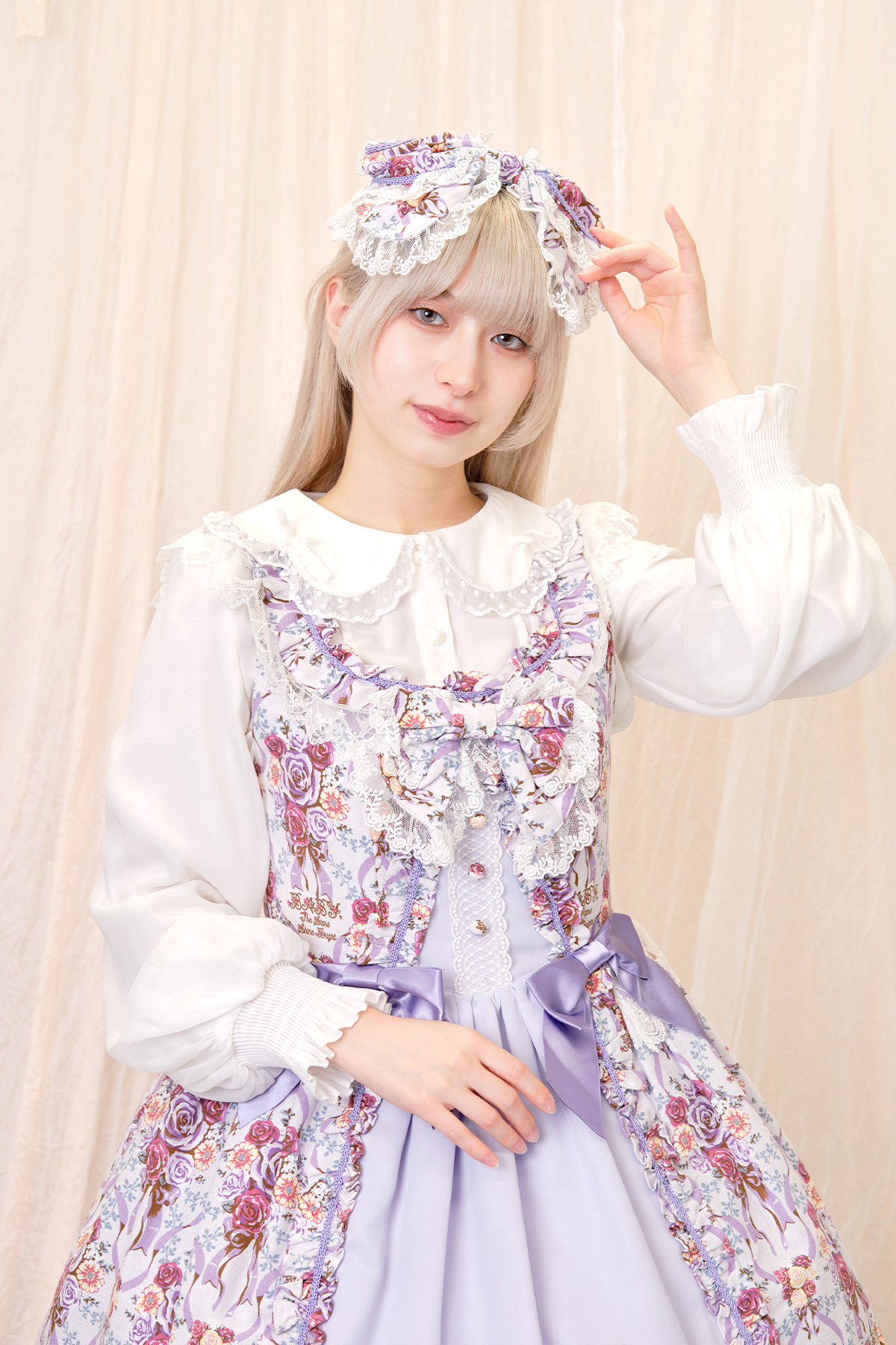 Pearl Bouquet柄ジャンパースカート＋リボンカチューシャセット｜東京