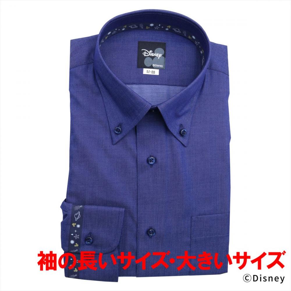 ディズニー】 ボタンダウン 長袖 形態安定 ワイシャツ テープデザイン