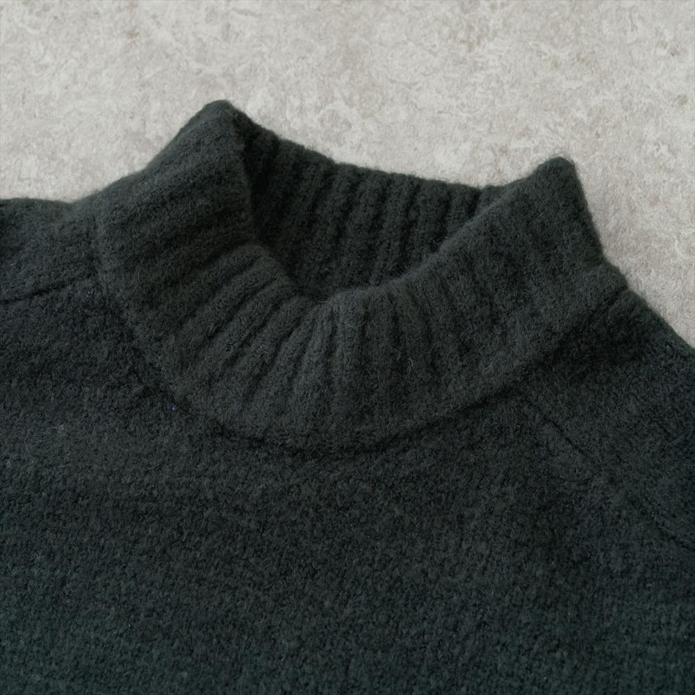 ブラッシュヤーンラグランモックネックニット＜グリーン＞(S グリーン