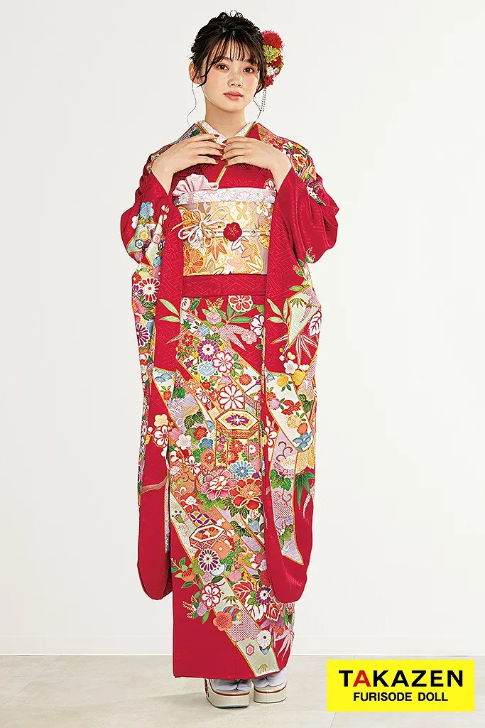 正統派古典 白/赤/からし 京紅型刺繍京友禅 伝統的 正絹 個性派 大人っ