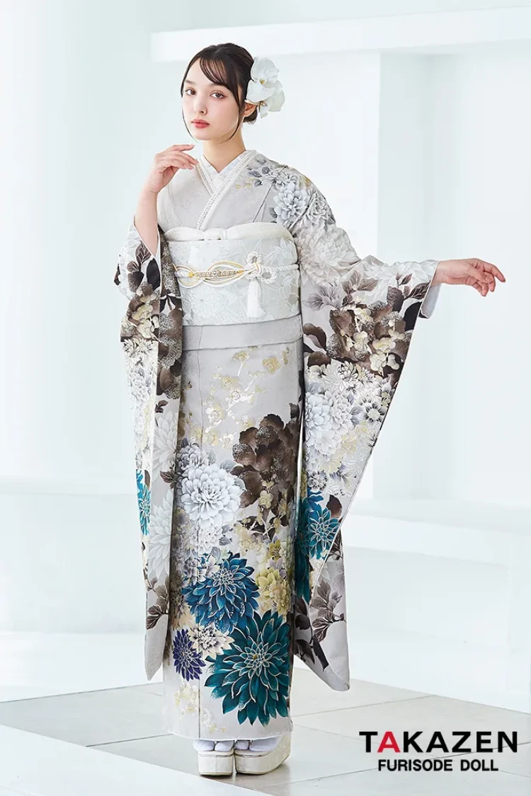 な*お様 振袖 振袖フルセット 着物 鶴模様 竹松 金彩 朱色 金糸 粋古典