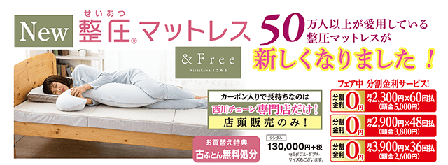 1月5日まで値下げ 西川 &Free 整圧マットレス シングル レギュラー