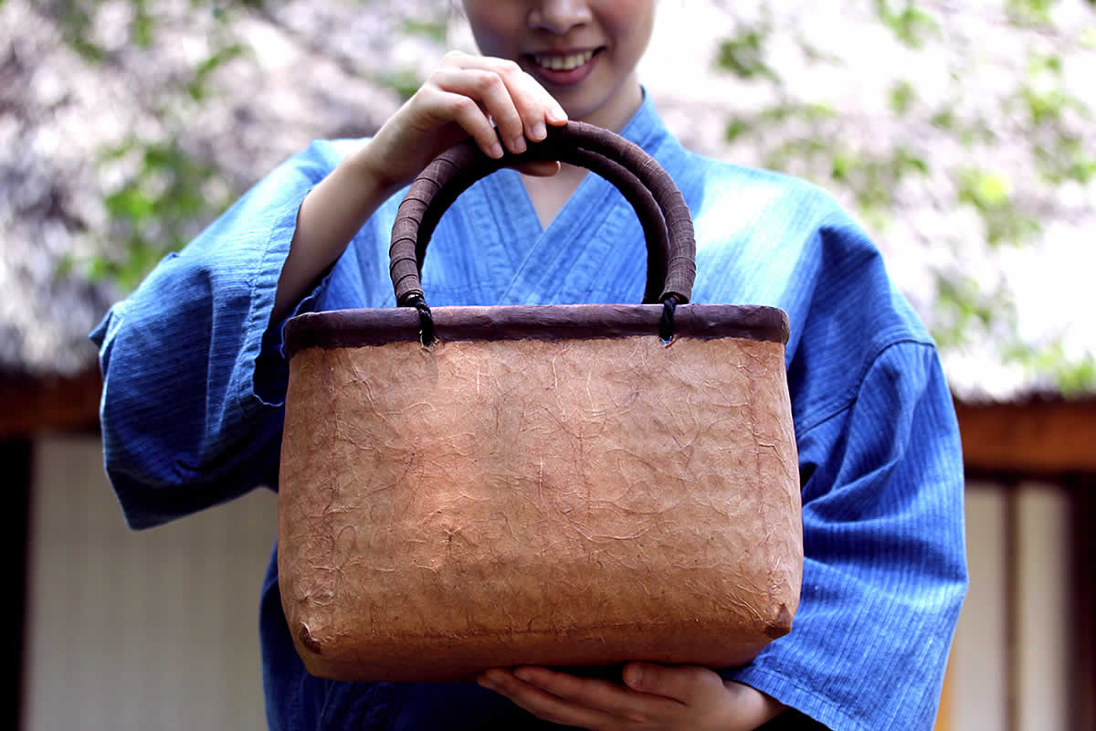 一閑張り買い物かご（小） | 虎斑竹専門店 竹虎