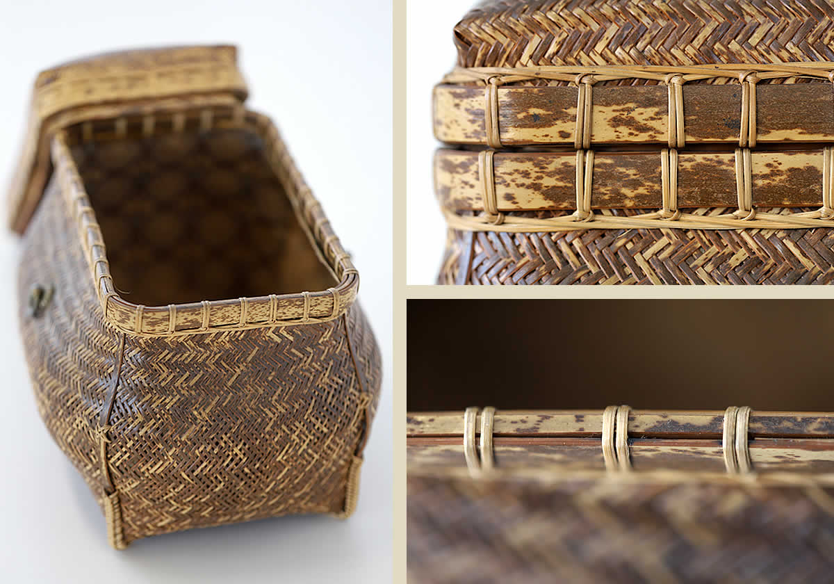 一点限り】 渡辺竹清作 虎竹御所籠 （Japanese bamboo art by Chikusei