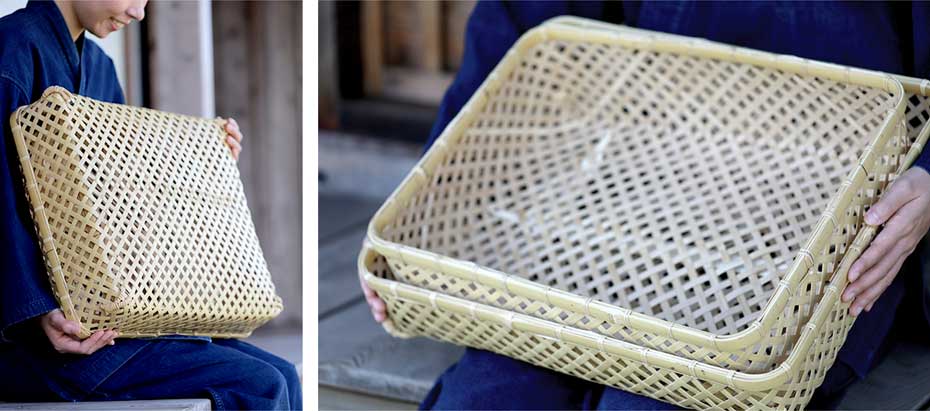 白竹蓋付き四ツ目衣装籠 | 虎斑竹専門店 竹虎