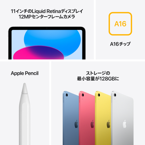 たのめーる】Apple iPad(A16) Wi-Fiモデル 11型 128GB シルバー MD3Y4J
