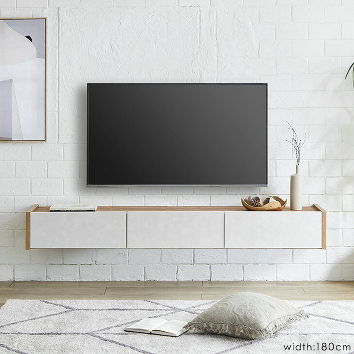 幅180］テレビ台 壁掛け フロートタイプ 完成品 国産 引き出し収納付き