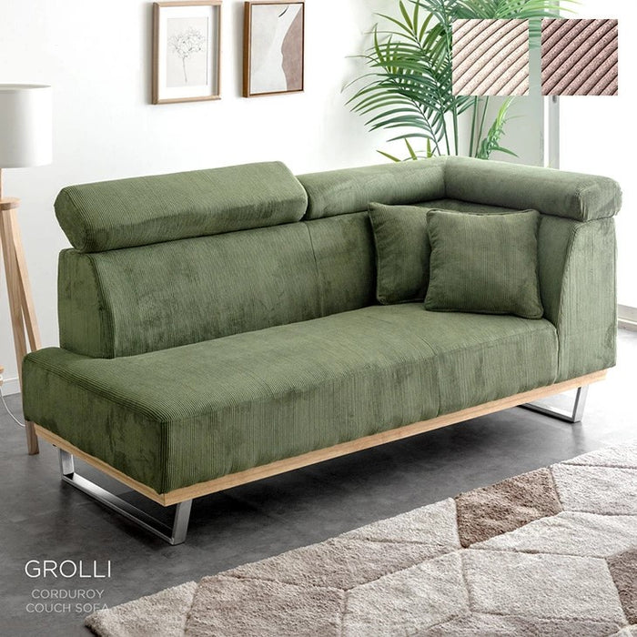 コーデュロイソファ 2人掛け カウチソファ リクライニング クッション2