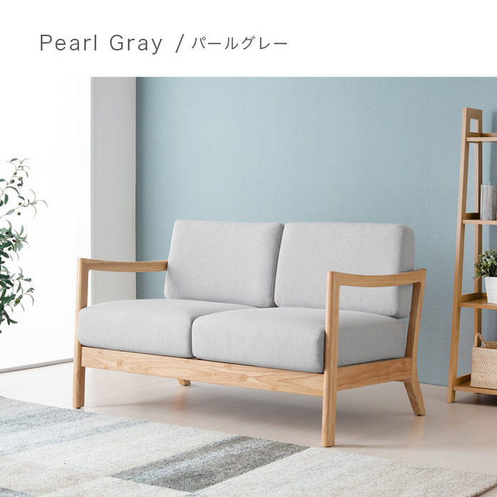 幅123cm] 木肘ソファ 2人掛け 天然木フレーム ファブリック 北欧